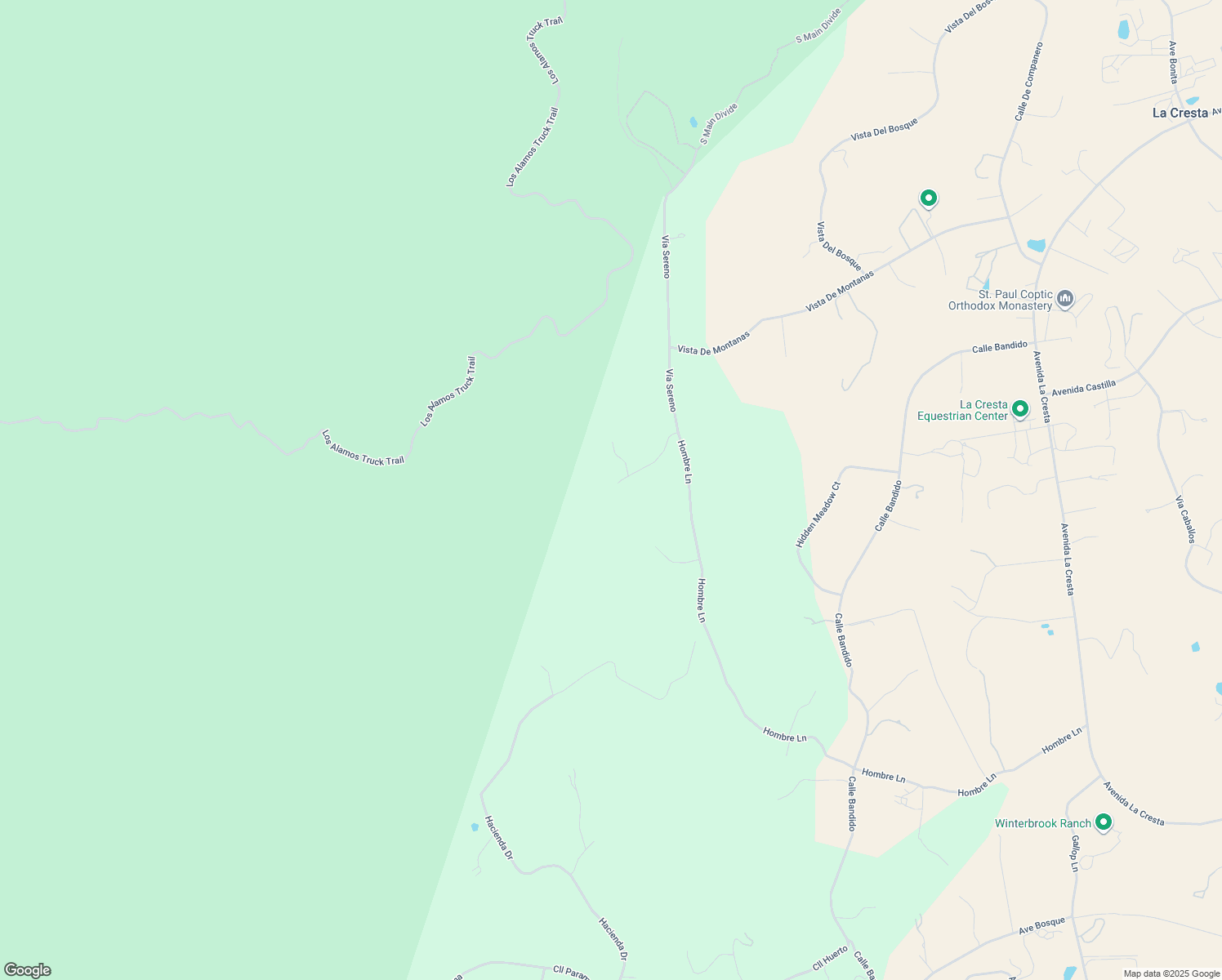 map of restaurants, bars, coffee shops, grocery stores, and more near La Cresta Highlands Circle in Riverside County