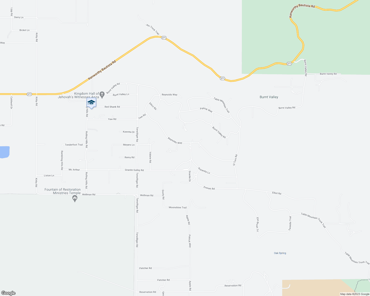 map of restaurants, bars, coffee shops, grocery stores, and more near 39575 Anzanita Lane in Anza