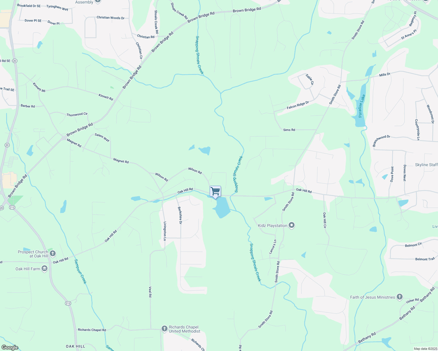 map of restaurants, bars, coffee shops, grocery stores, and more near 80 Fields Creek Way in Covington