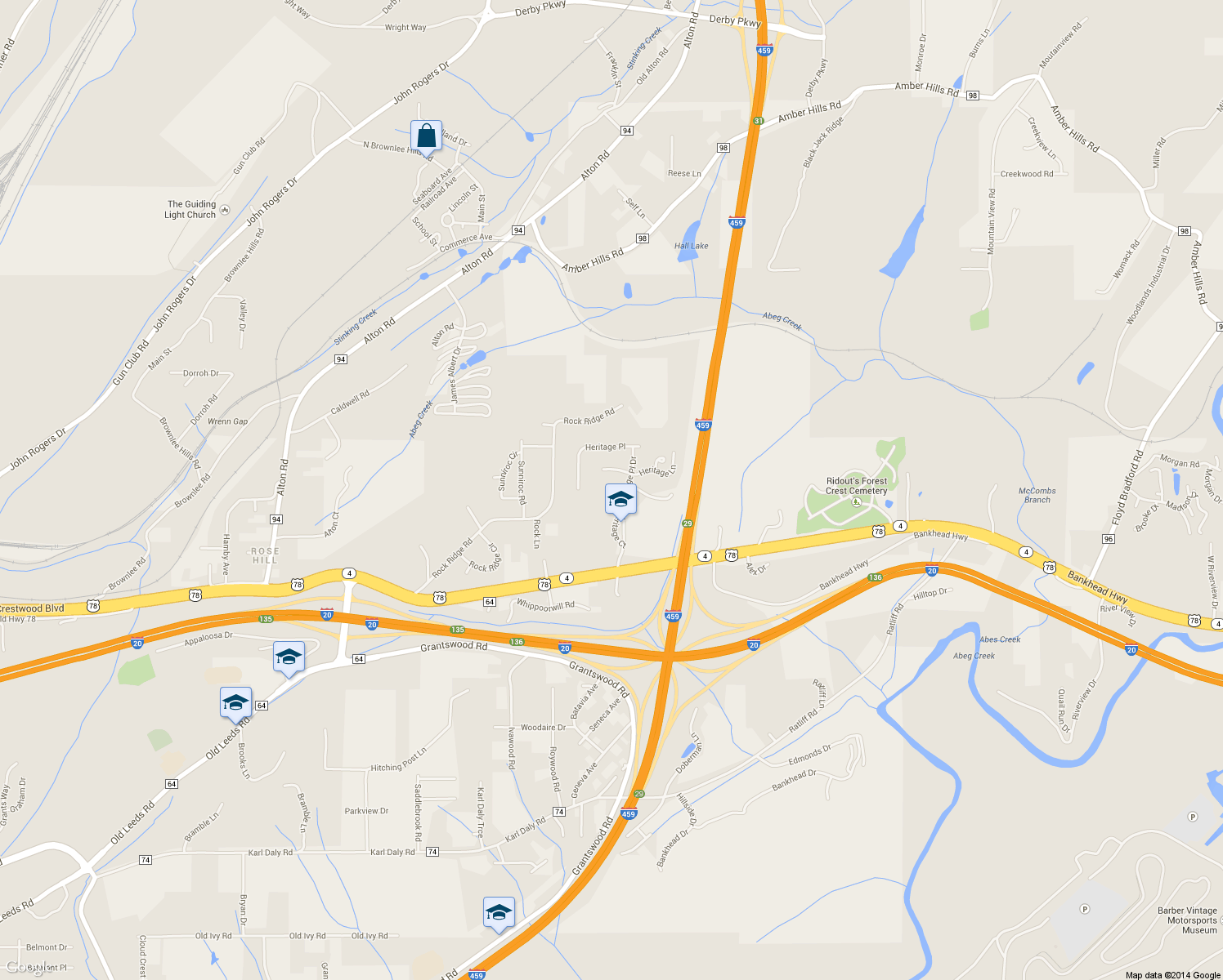 map of restaurants, bars, coffee shops, grocery stores, and more near 1536 Heritage Pl Dr in Irondale