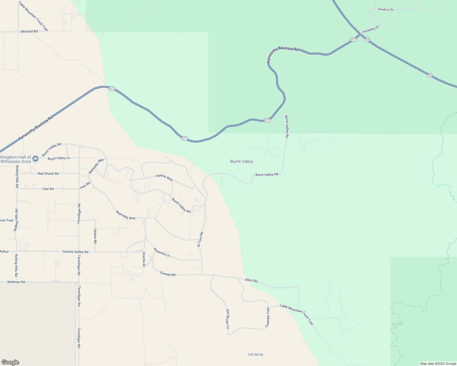 map of restaurants, bars, coffee shops, grocery stores, and more near 60815 Burnt Valley Road in Anza