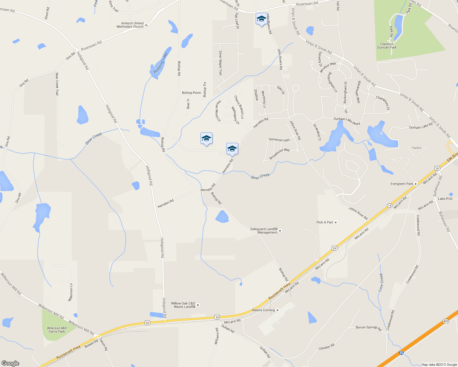 map of restaurants, bars, coffee shops, grocery stores, and more near 7350 Herndon Road in Fairburn