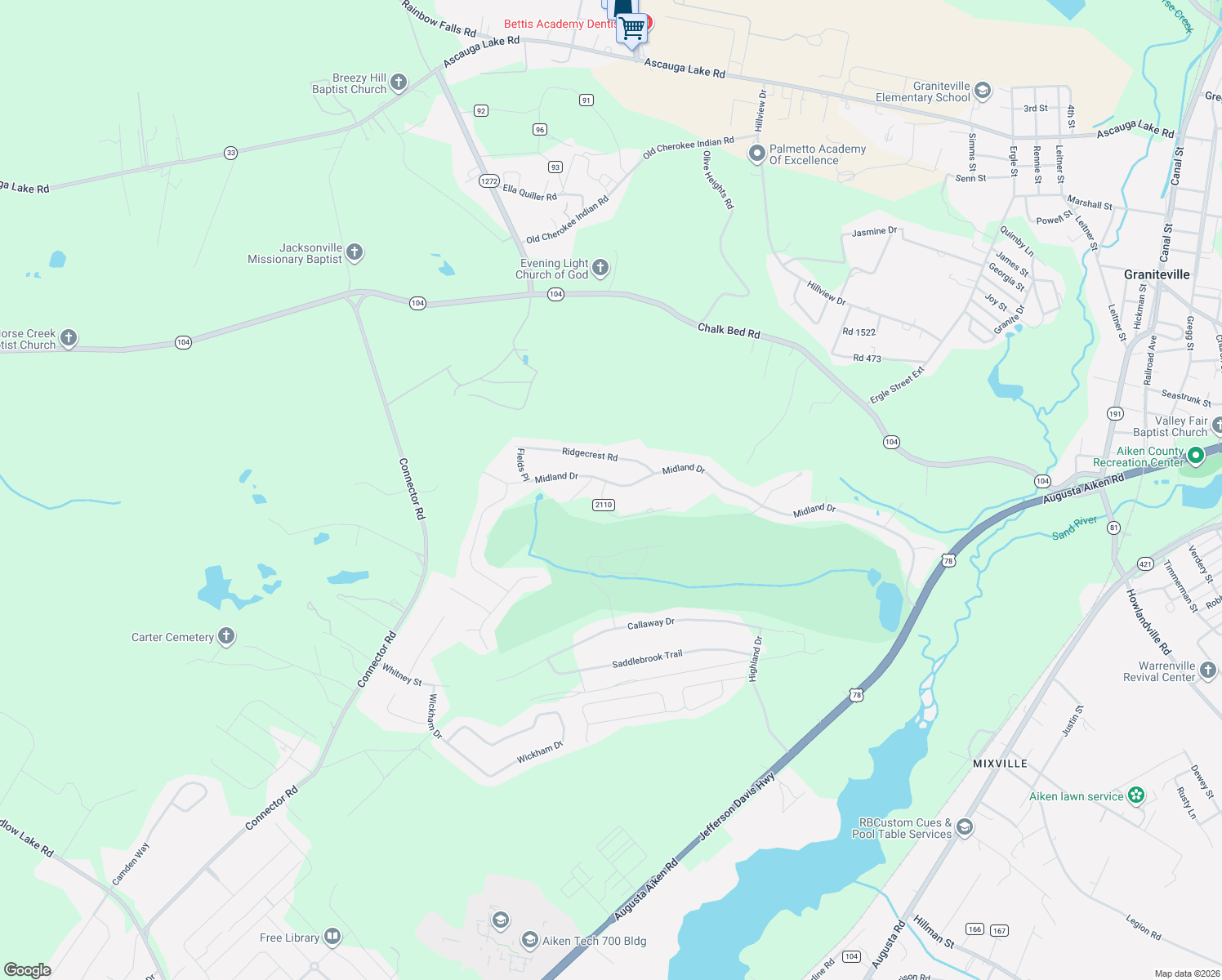 map of restaurants, bars, coffee shops, grocery stores, and more near 233 Midland Drive in Graniteville