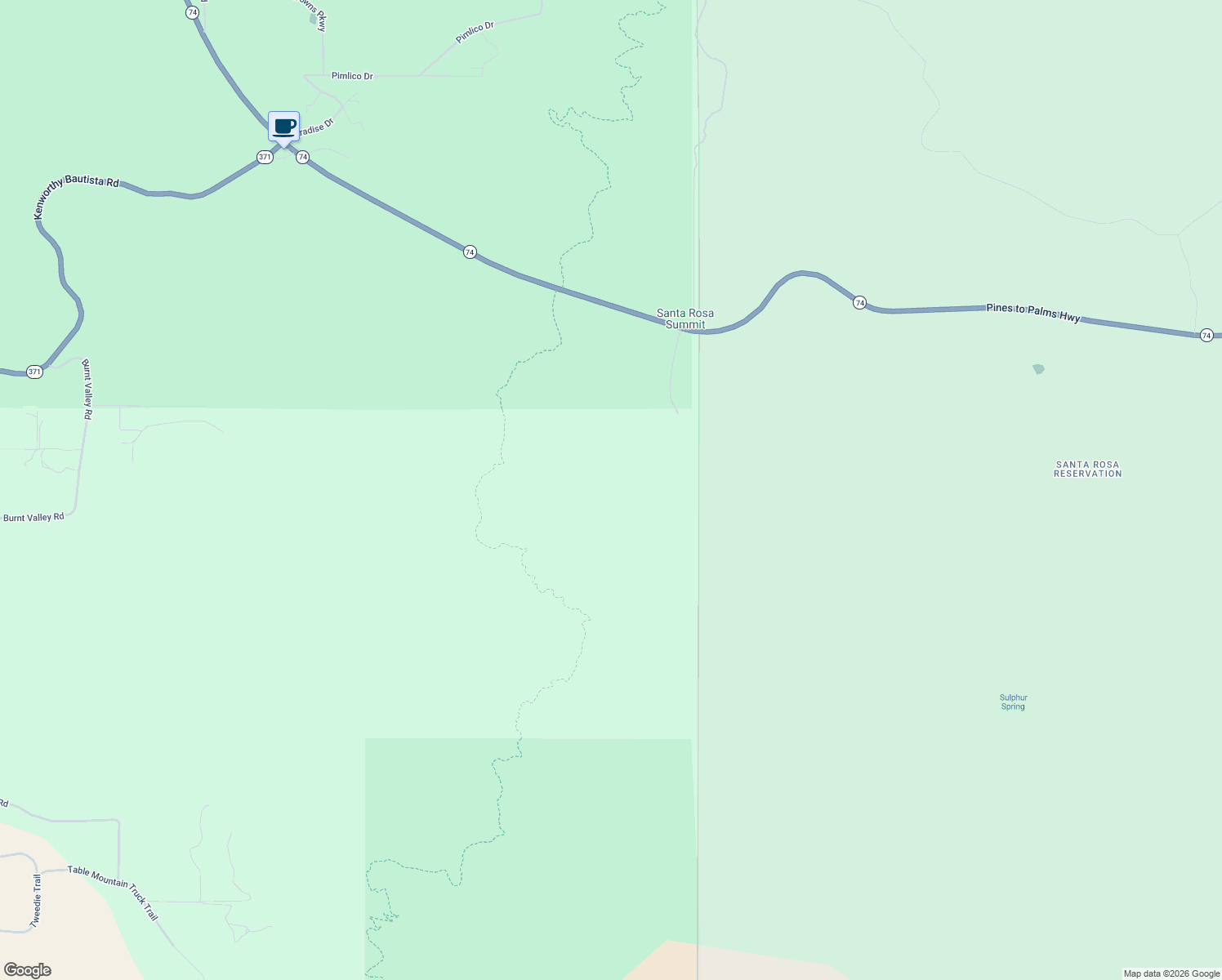 map of restaurants, bars, coffee shops, grocery stores, and more near 62775 California 74 in Anza