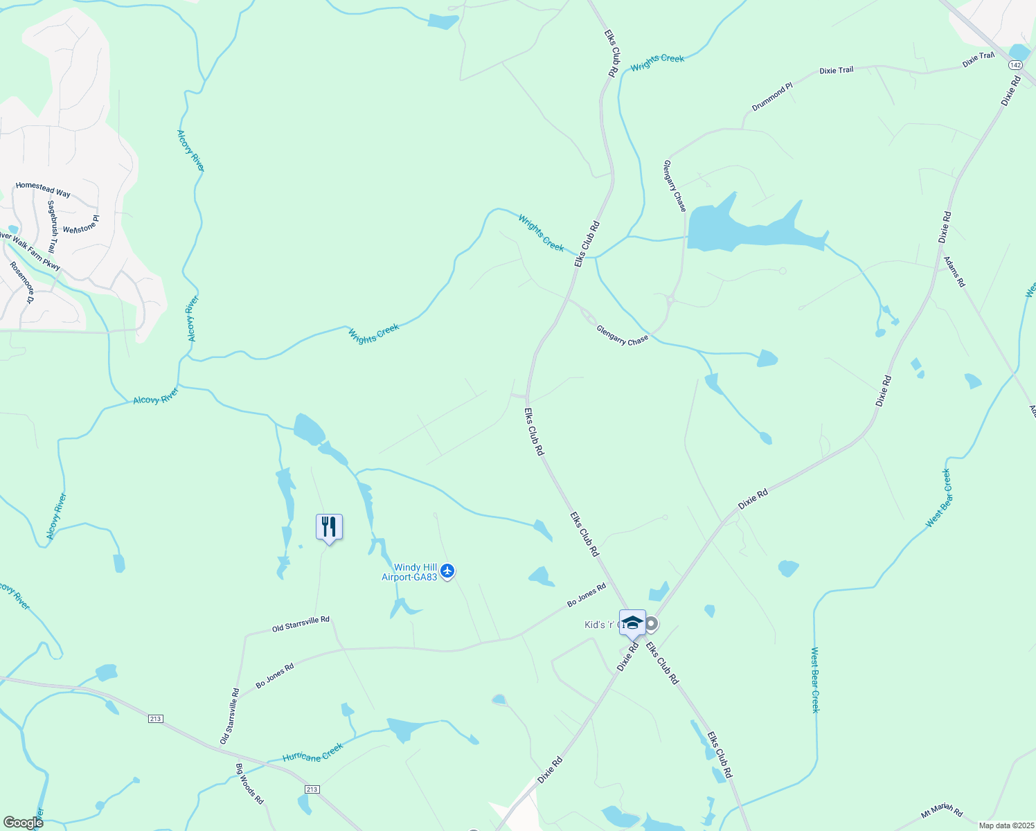 map of restaurants, bars, coffee shops, grocery stores, and more near 150 Rose Creek Drive in Covington