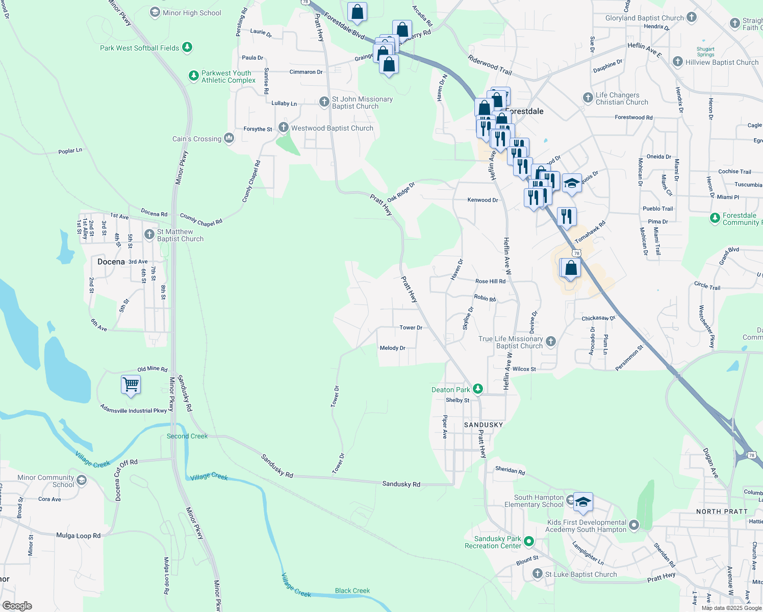 map of restaurants, bars, coffee shops, grocery stores, and more near 926 Dover Lane in Birmingham