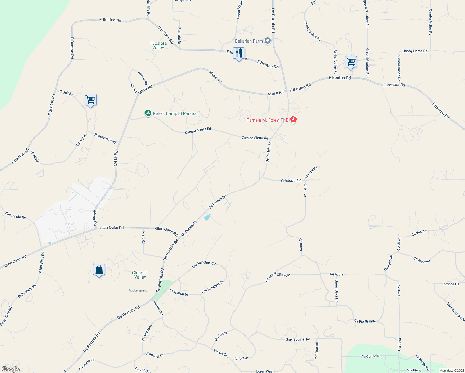 map of restaurants, bars, coffee shops, grocery stores, and more near 38720 Calle De Torres in Temecula