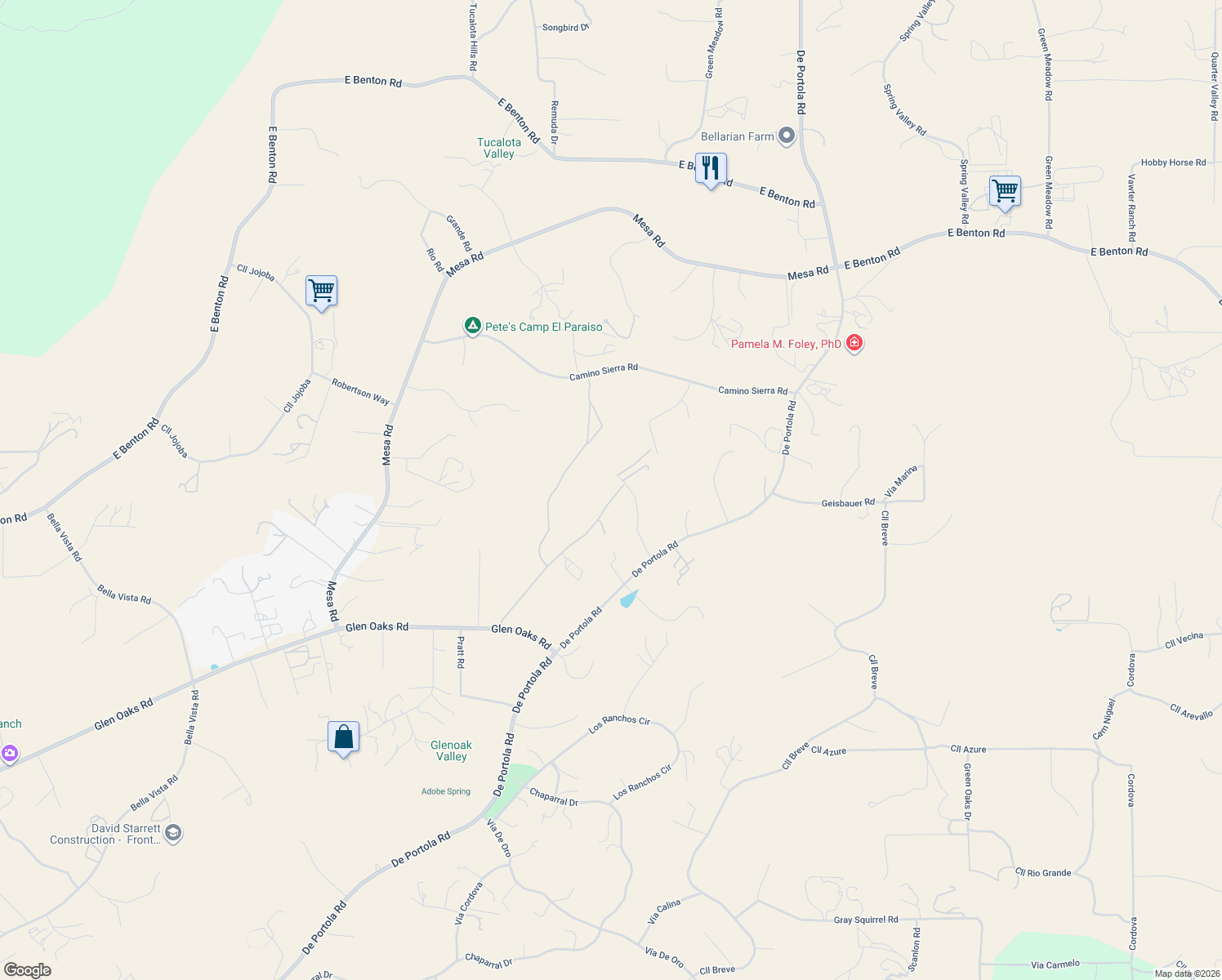 map of restaurants, bars, coffee shops, grocery stores, and more near 41120 Vía Del Toronjo in Temecula