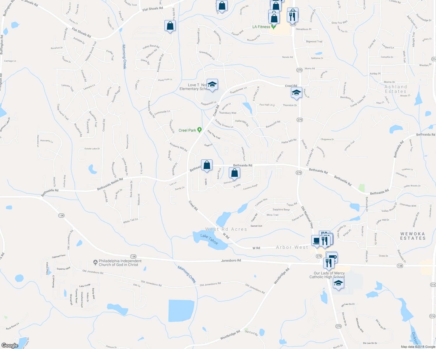 map of restaurants, bars, coffee shops, grocery stores, and more near 995 Buloxi Boulevard in Riverdale