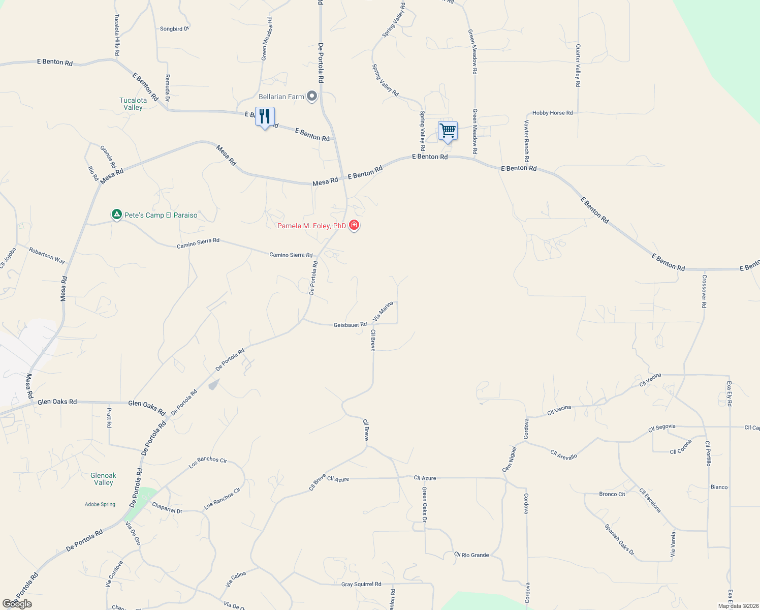 map of restaurants, bars, coffee shops, grocery stores, and more near 38745 Vía Marina in Temecula