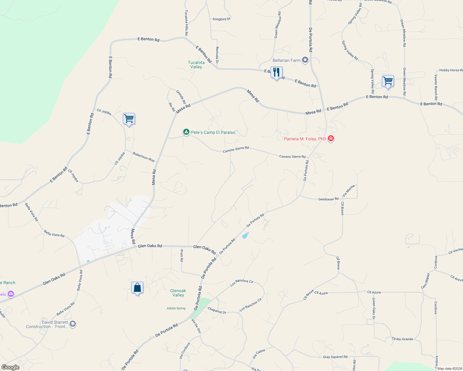 map of restaurants, bars, coffee shops, grocery stores, and more near 41120 Vía Del Toronjo in Temecula