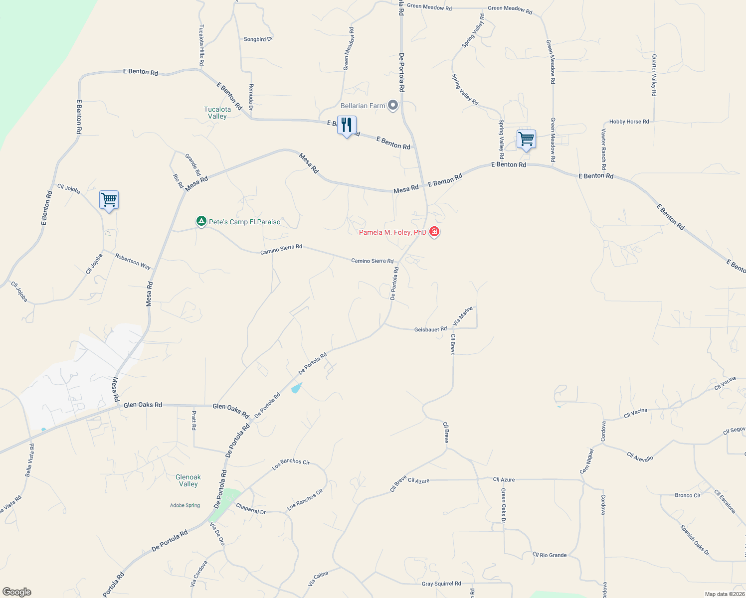 map of restaurants, bars, coffee shops, grocery stores, and more near 38975 Vista Dawn Court in Temecula