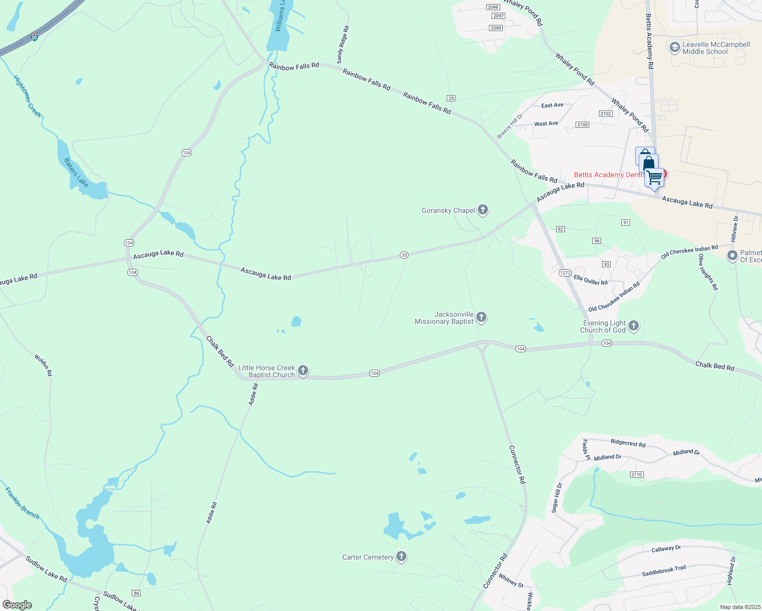 map of restaurants, bars, coffee shops, grocery stores, and more near 759 Ascauga Lake Rd in Graniteville