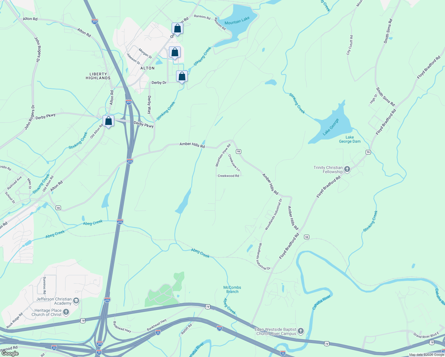 map of restaurants, bars, coffee shops, grocery stores, and more near 5909 Creekwood Road in Birmingham