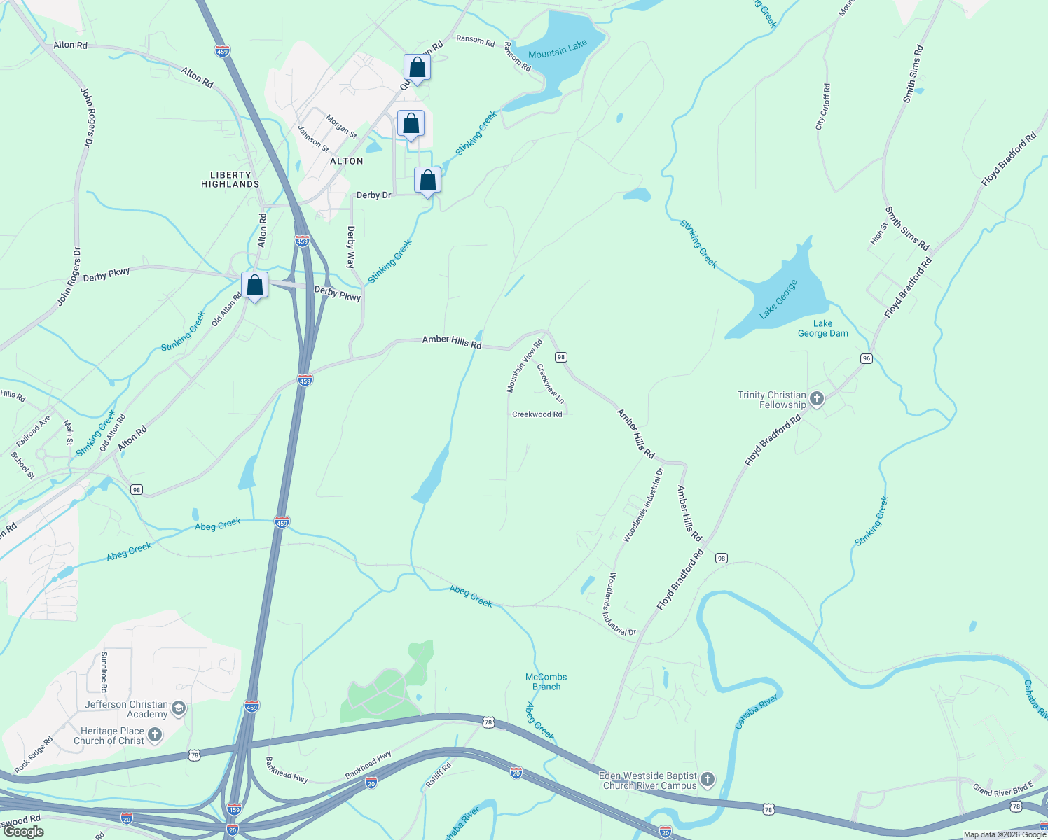 map of restaurants, bars, coffee shops, grocery stores, and more near 5909 Creekwood Rd in Birmingham