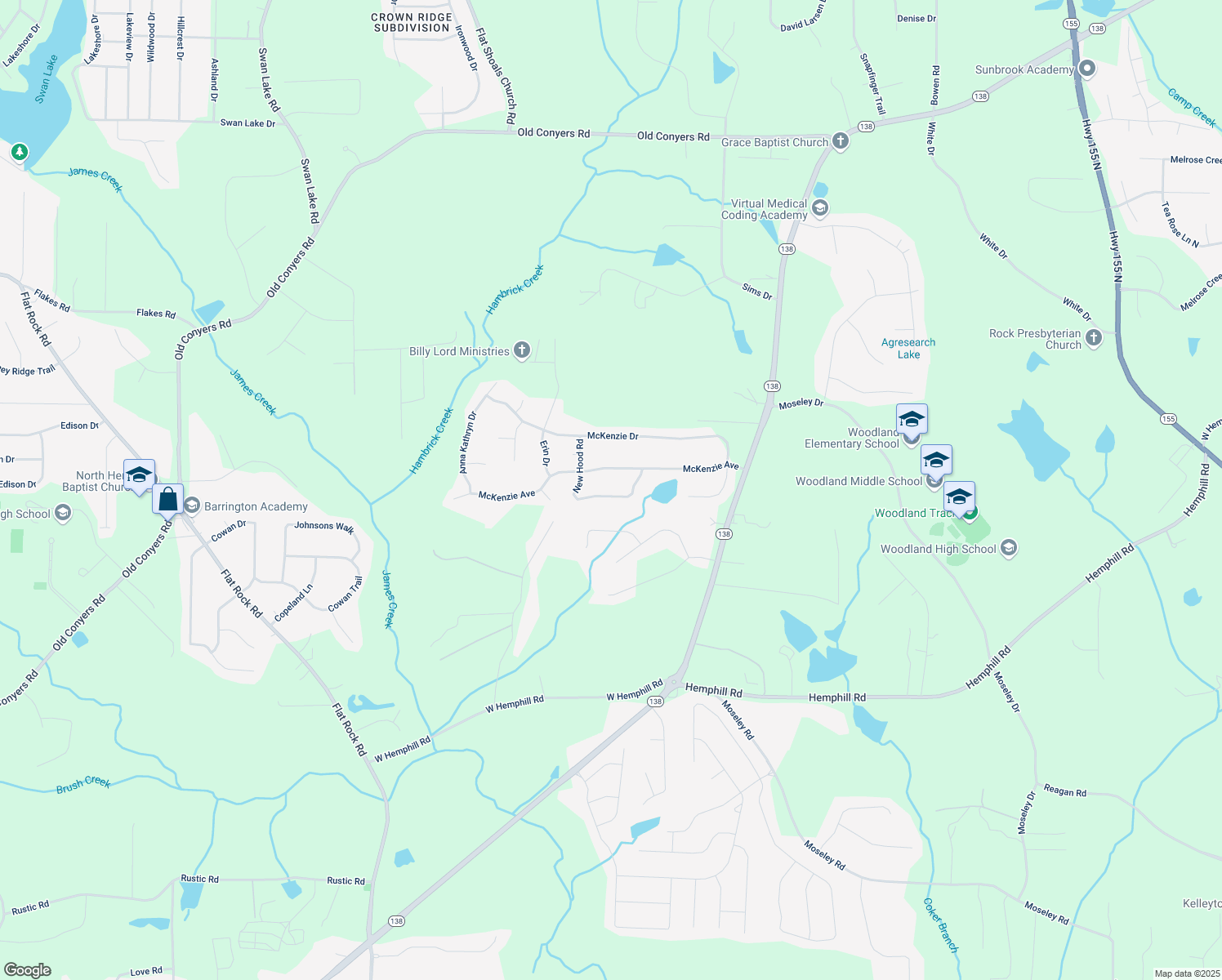 map of restaurants, bars, coffee shops, grocery stores, and more near 649 McKenzie Circle in Stockbridge