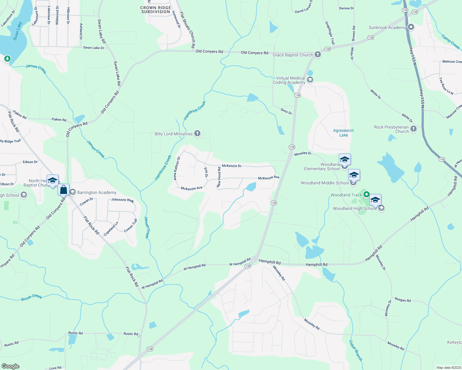 map of restaurants, bars, coffee shops, grocery stores, and more near 649 McKenzie Circle in Stockbridge