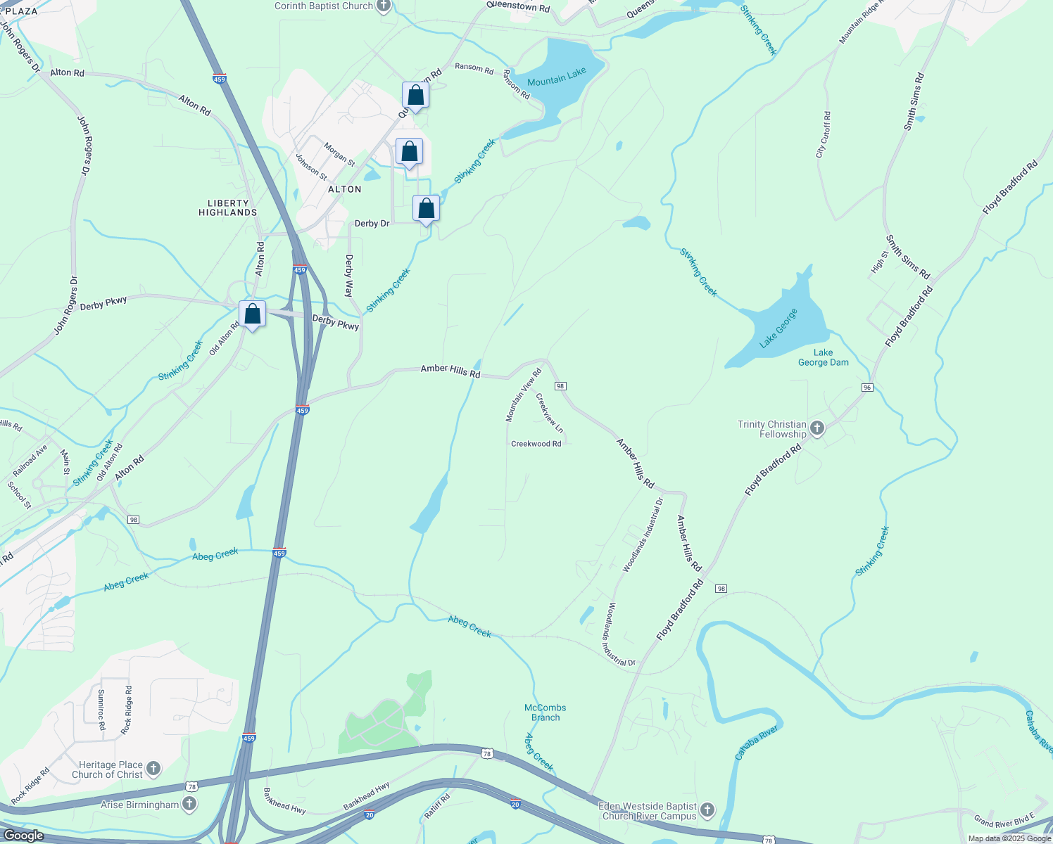 map of restaurants, bars, coffee shops, grocery stores, and more near 5924 Creekwood Circle in Birmingham