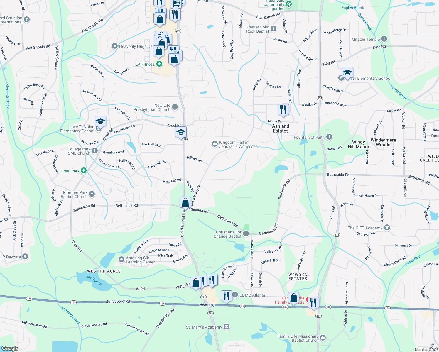 map of restaurants, bars, coffee shops, grocery stores, and more near 2255 Chippewa Drive in Riverdale
