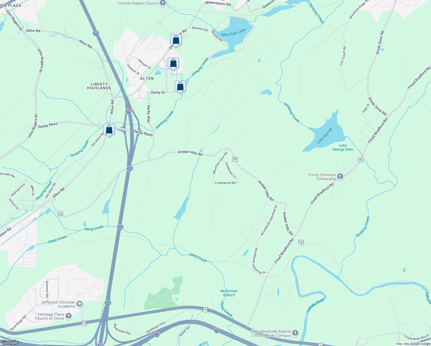 map of restaurants, bars, coffee shops, grocery stores, and more near 5924 Creekwood Circle in Birmingham