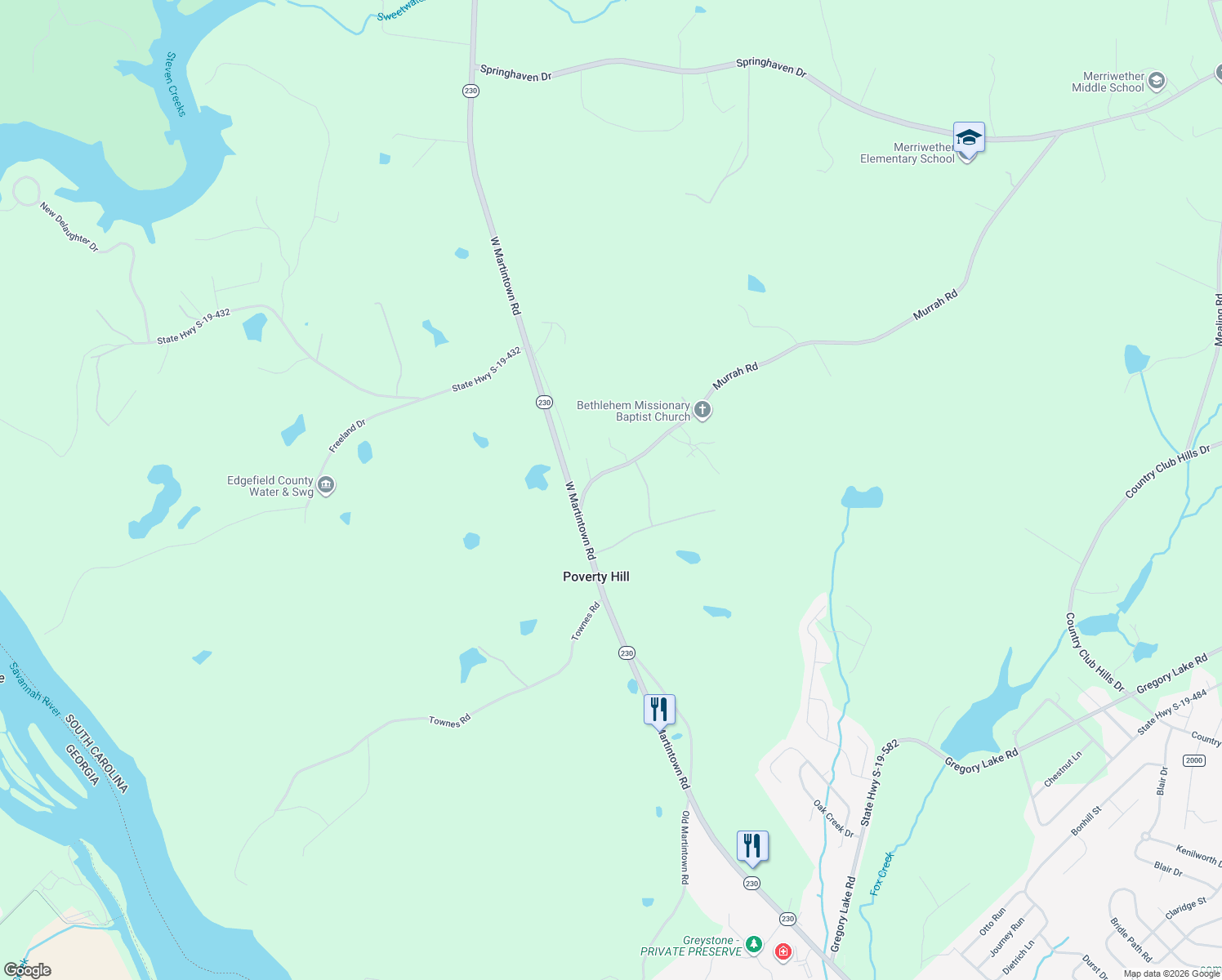 map of restaurants, bars, coffee shops, grocery stores, and more near 879 Murrah Road in North Augusta