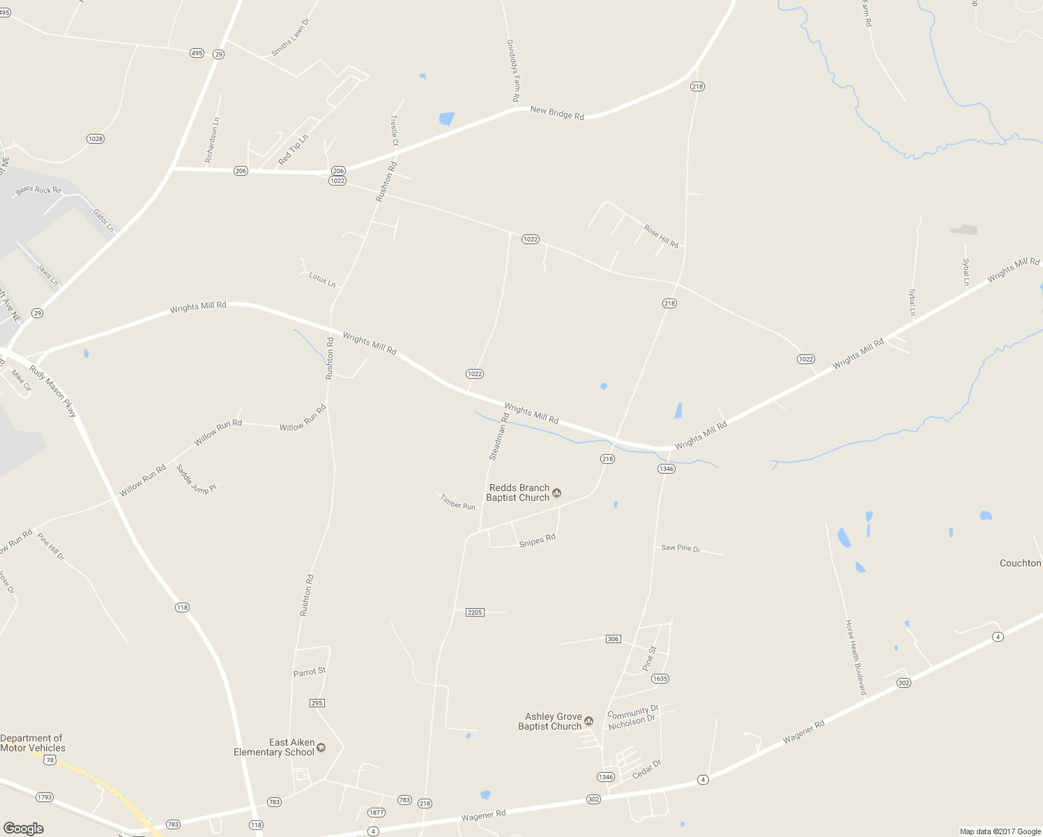 map of restaurants, bars, coffee shops, grocery stores, and more near 520 Wrights Mill Road in Aiken