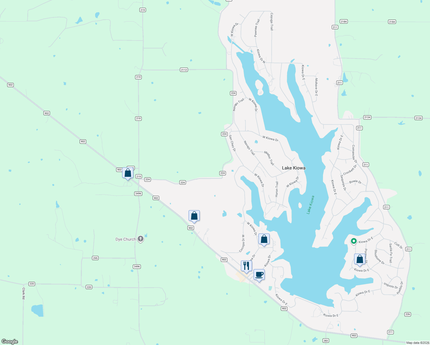 map of restaurants, bars, coffee shops, grocery stores, and more near 665 County Road 224 in Gainesville