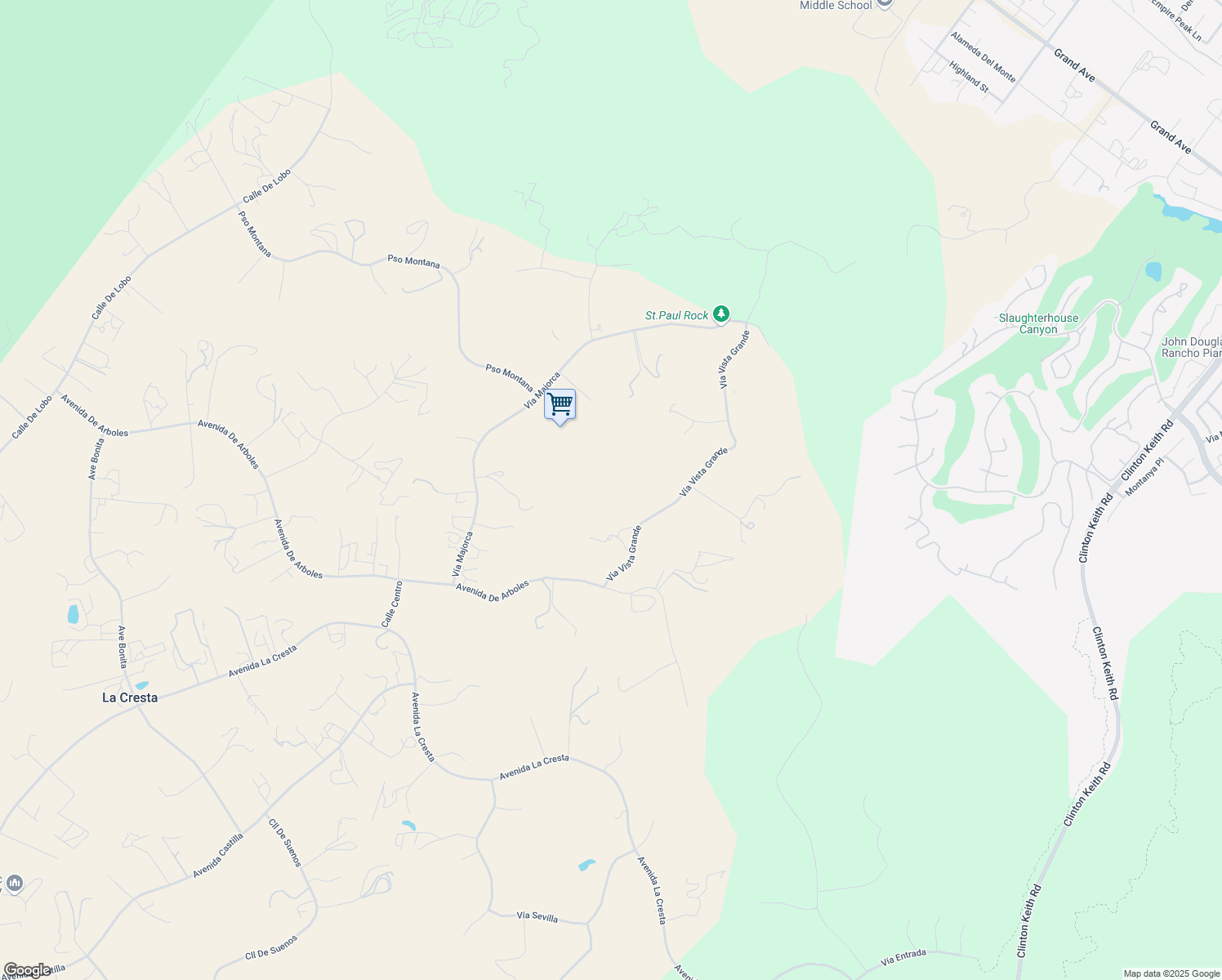 map of restaurants, bars, coffee shops, grocery stores, and more near 38575 Vía Vista Grande in Murrieta