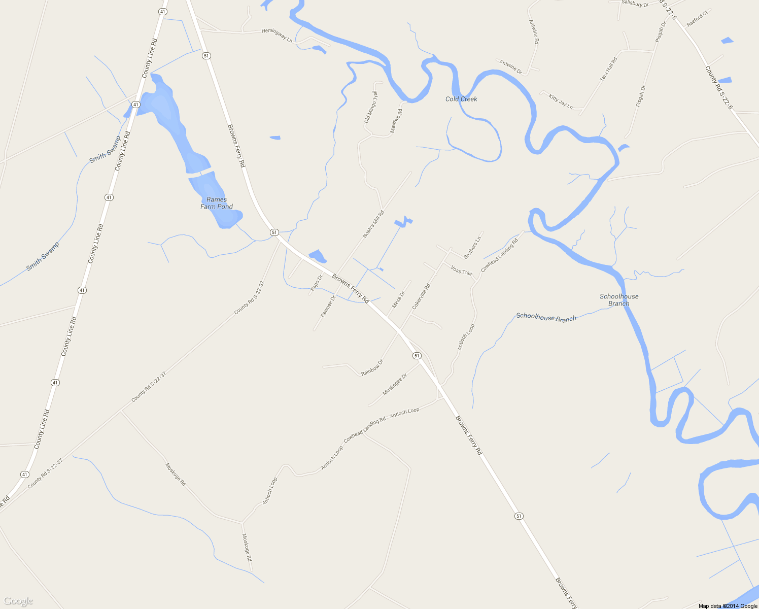 map of restaurants, bars, coffee shops, grocery stores, and more near 13662 Browns Ferry Road in Georgetown