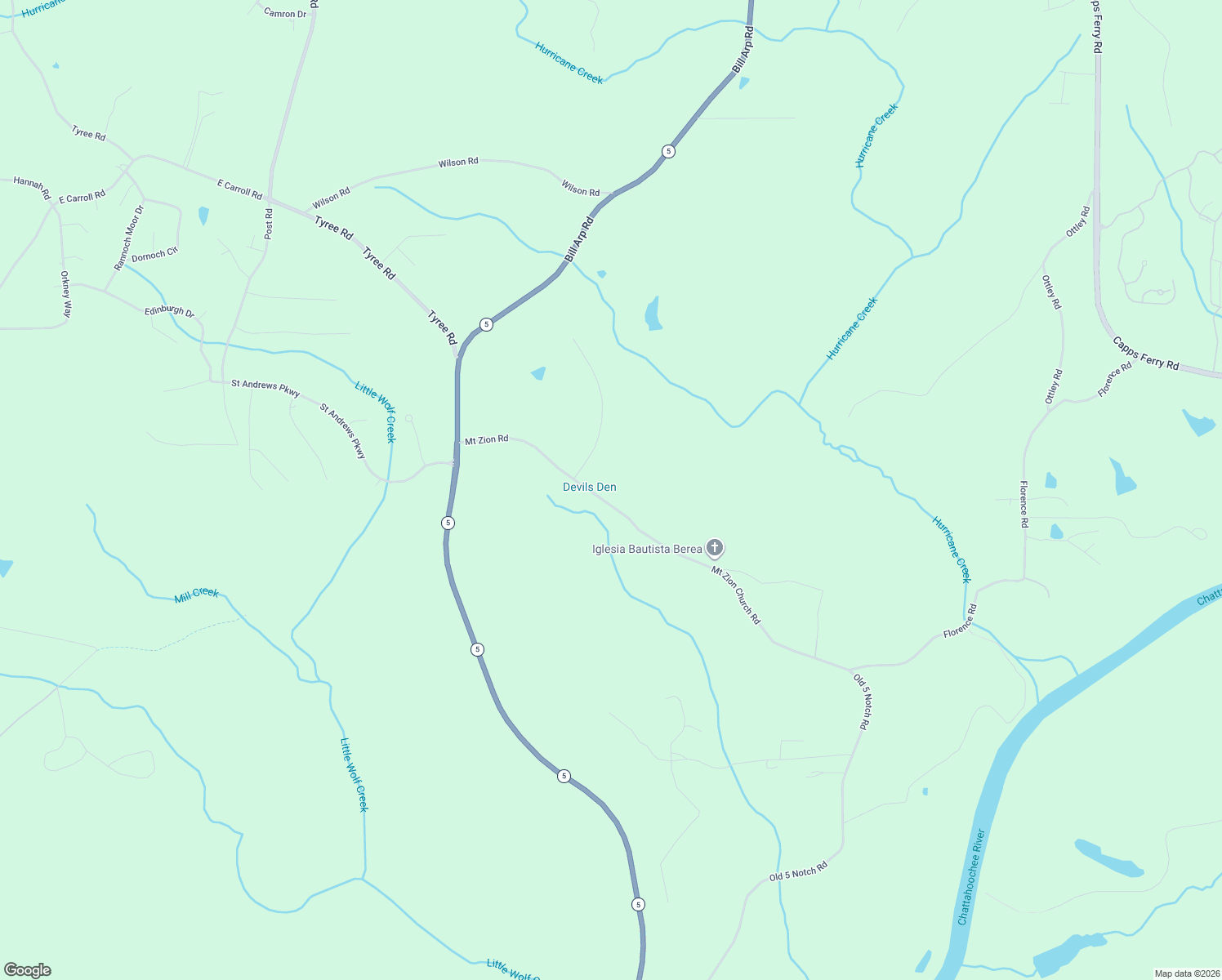 map of restaurants, bars, coffee shops, grocery stores, and more near 8292 Mount Zion Road in Whitesburg