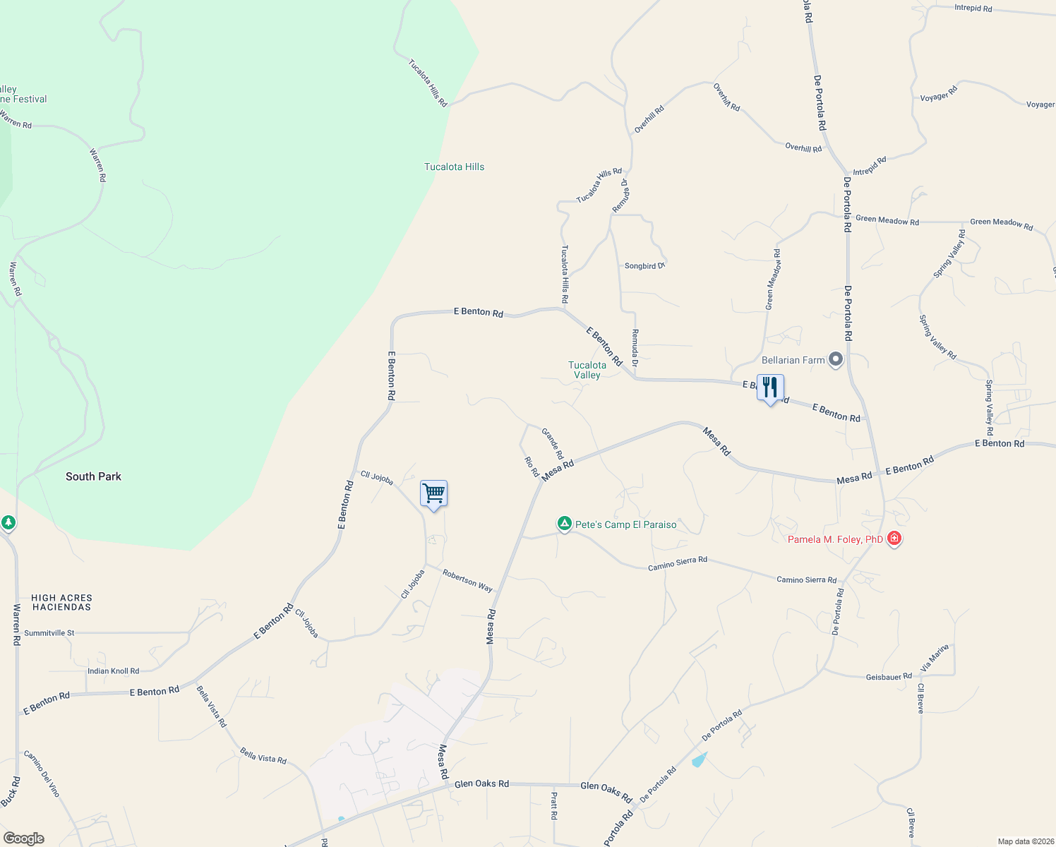 map of restaurants, bars, coffee shops, grocery stores, and more near 37620 Grande Road in Temecula