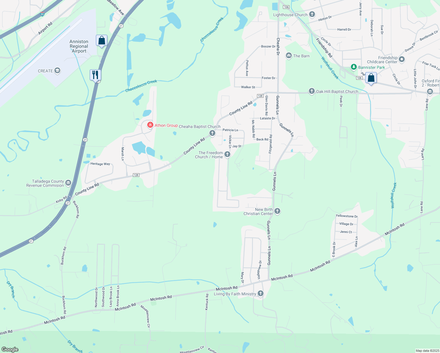 map of restaurants, bars, coffee shops, grocery stores, and more near 125 Southmoor Circle in Oxford