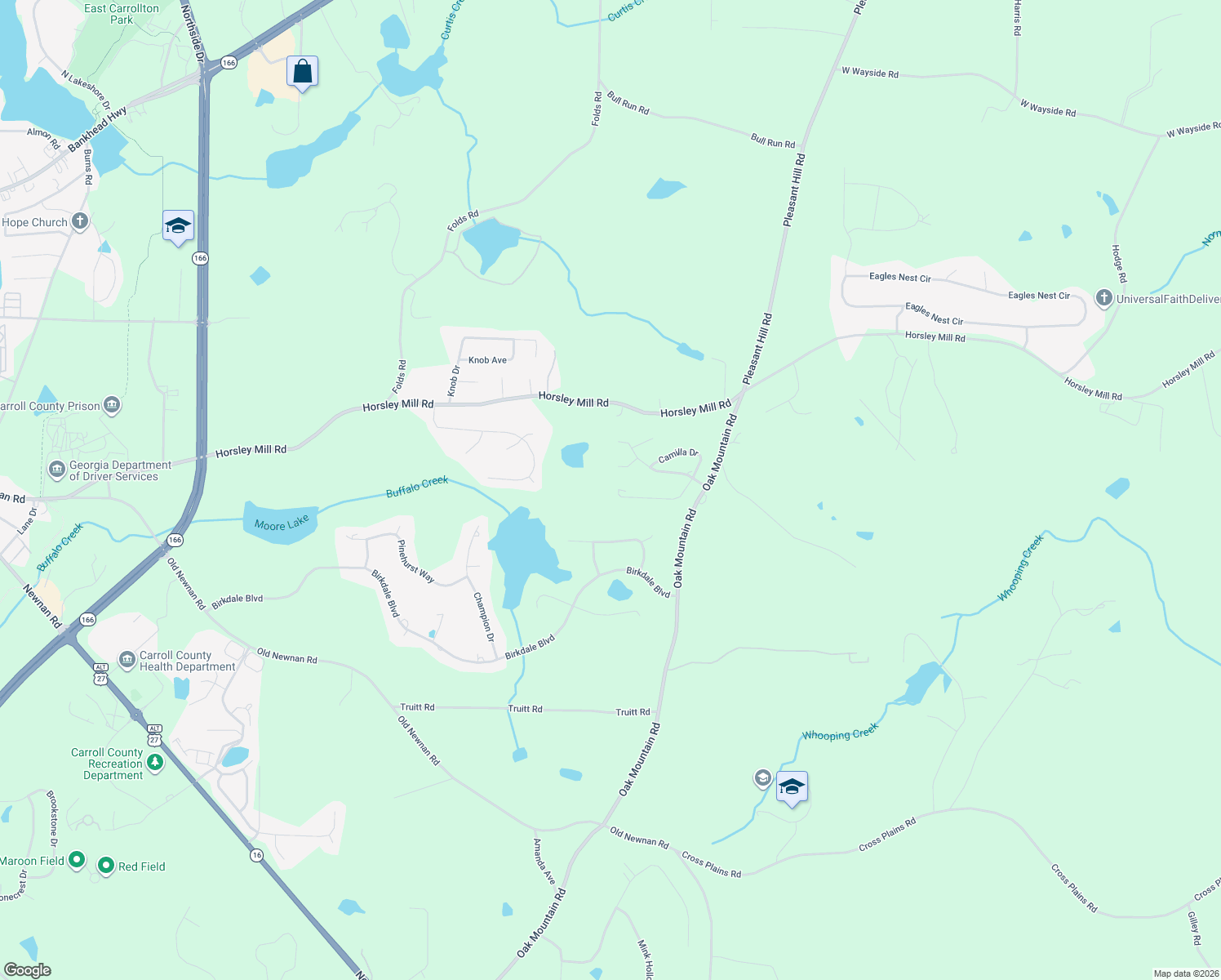 map of restaurants, bars, coffee shops, grocery stores, and more near 135 River Birch Drive in Carrollton