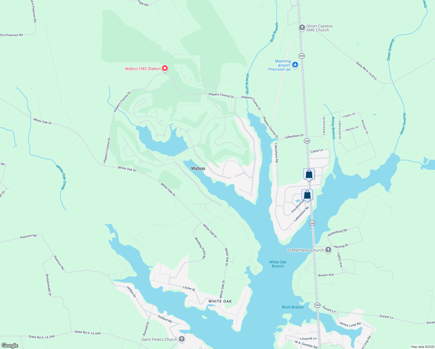 map of restaurants, bars, coffee shops, grocery stores, and more near 119 Ridge Lake Drive in Manning