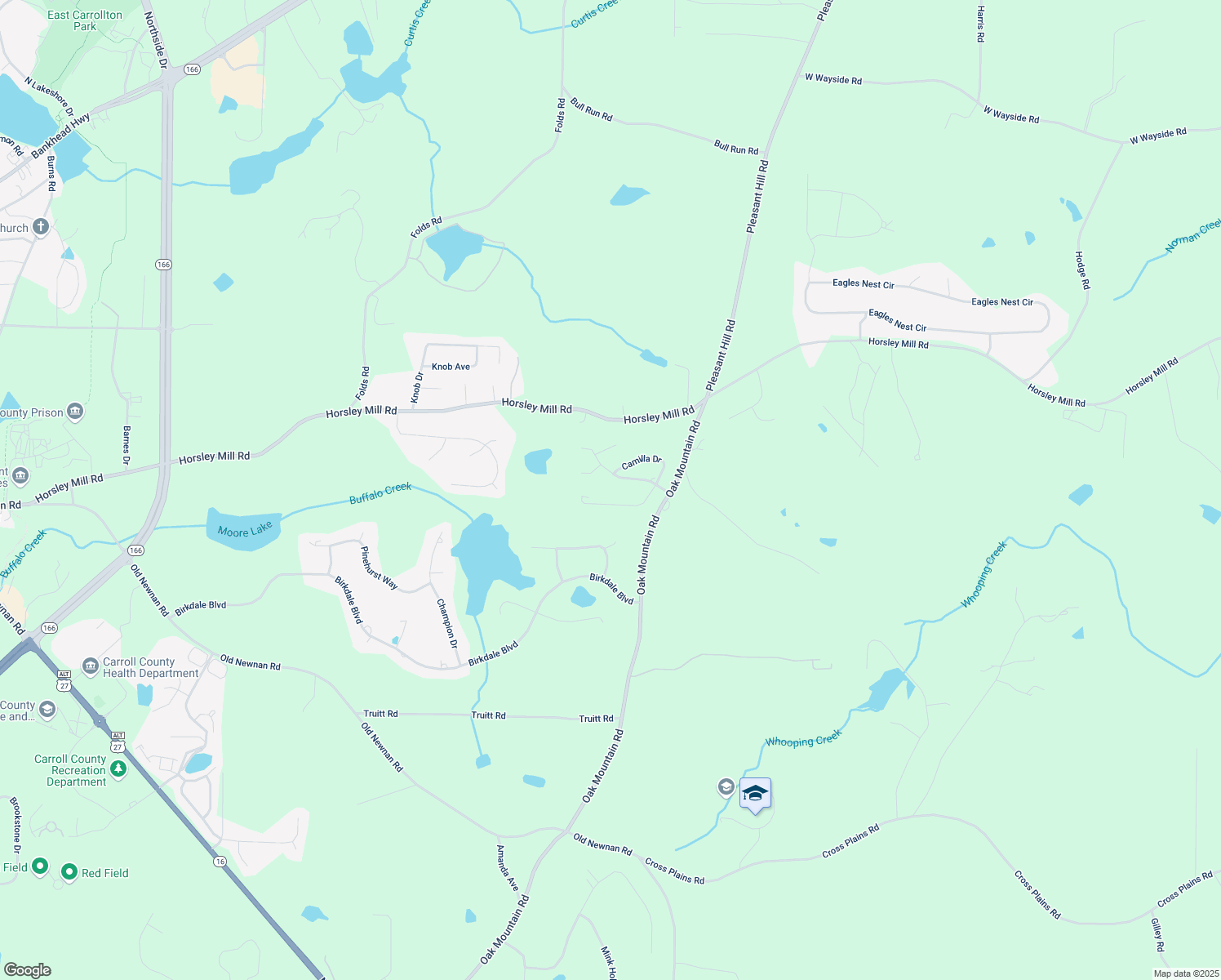 map of restaurants, bars, coffee shops, grocery stores, and more near 132 River Birch Drive in Carrollton