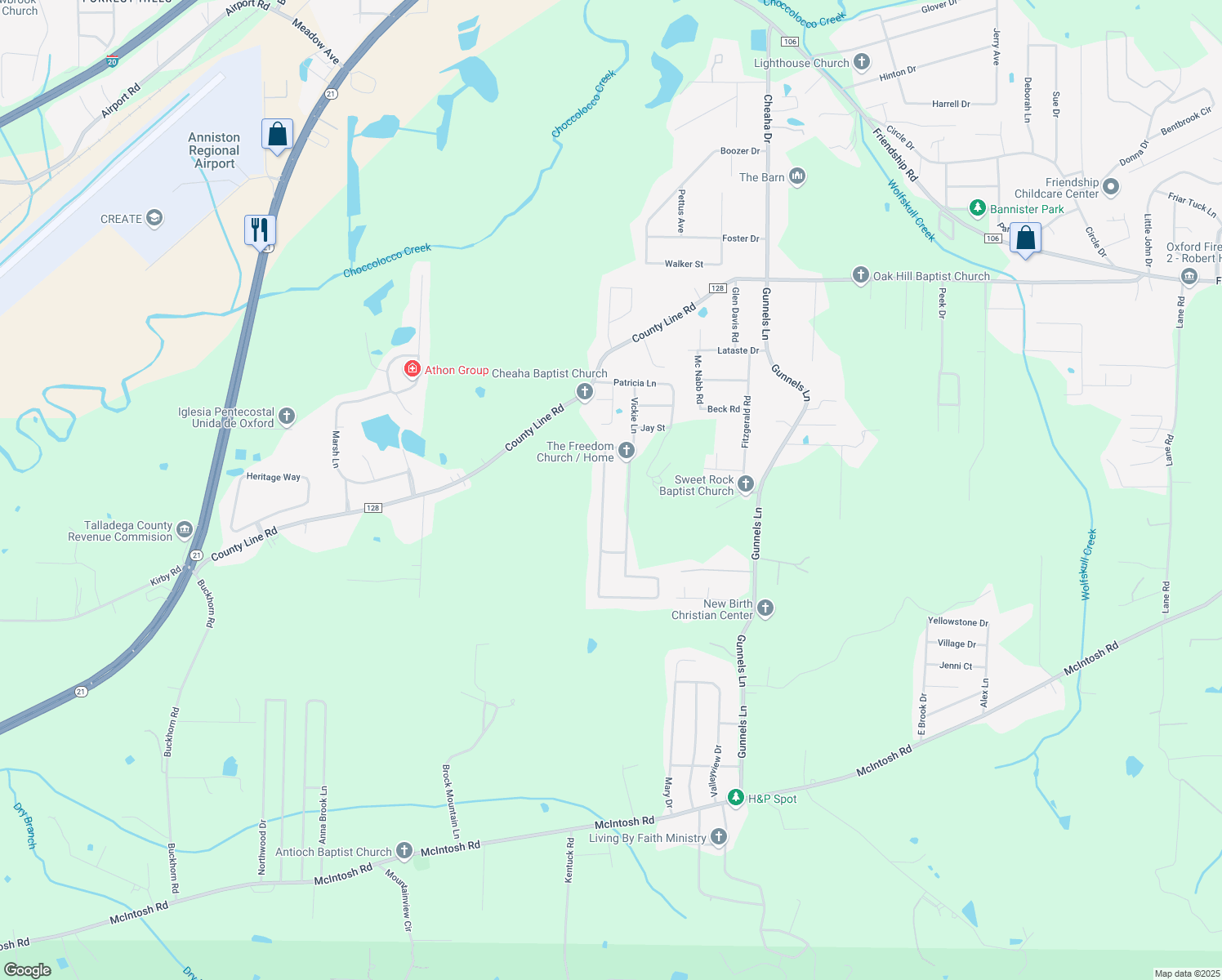 map of restaurants, bars, coffee shops, grocery stores, and more near 119 Southmoor Circle in Oxford