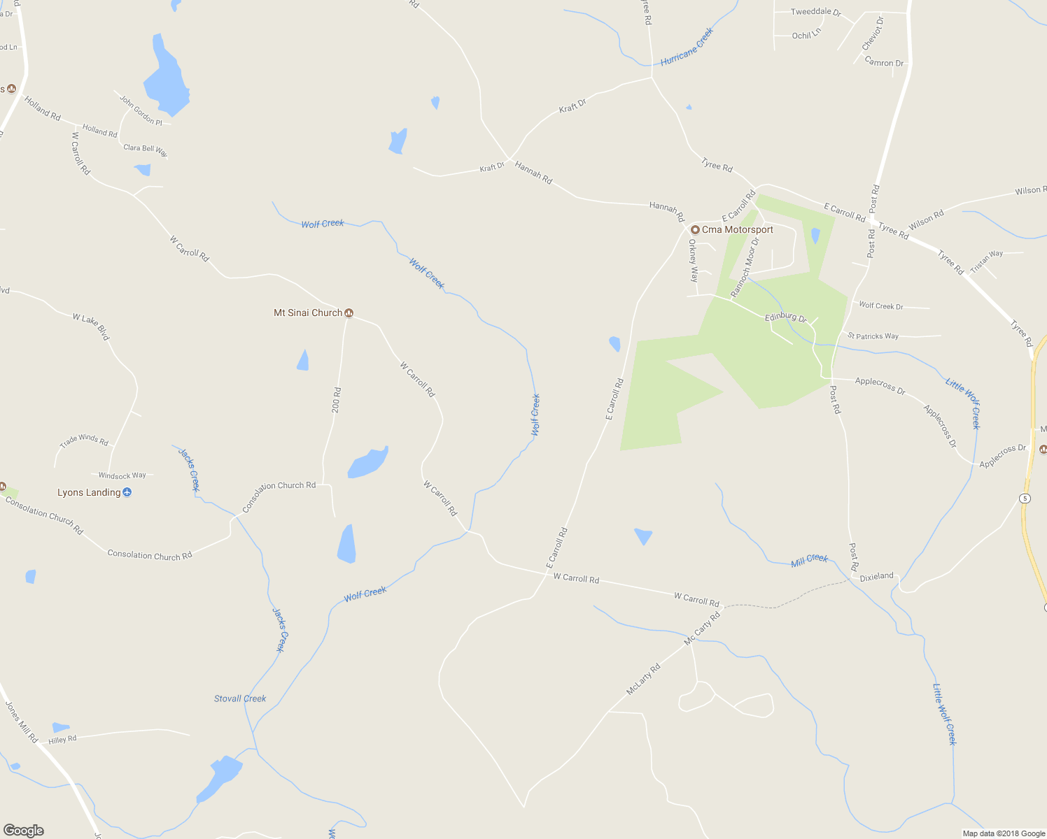 map of restaurants, bars, coffee shops, grocery stores, and more near 8399 East Carroll Road in Whitesburg