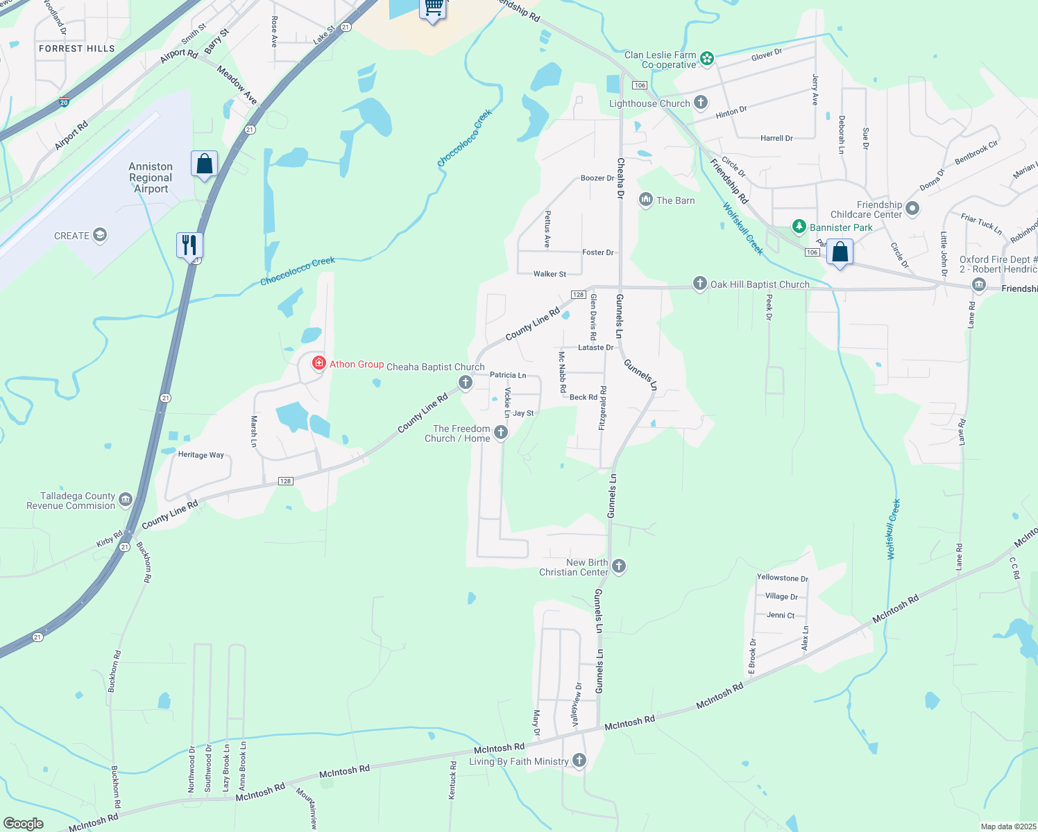 map of restaurants, bars, coffee shops, grocery stores, and more near 610 Jay Street in Oxford