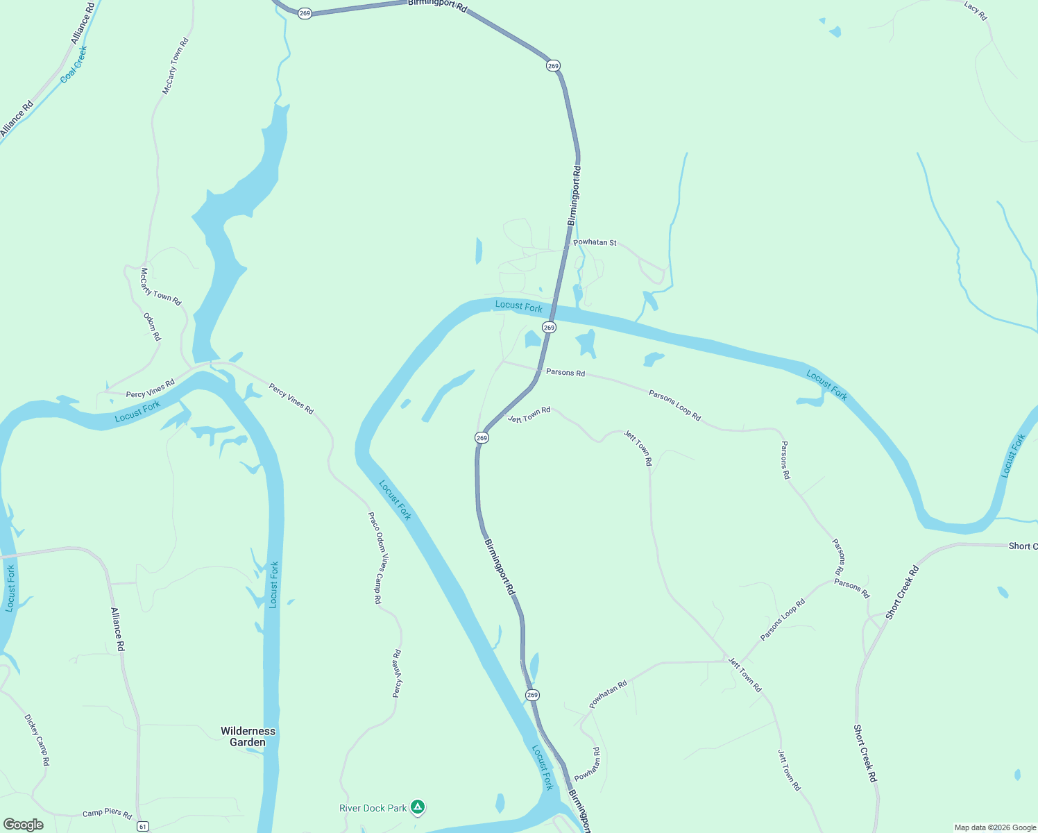map of restaurants, bars, coffee shops, grocery stores, and more near 8349 Birmingport Road in Mulga