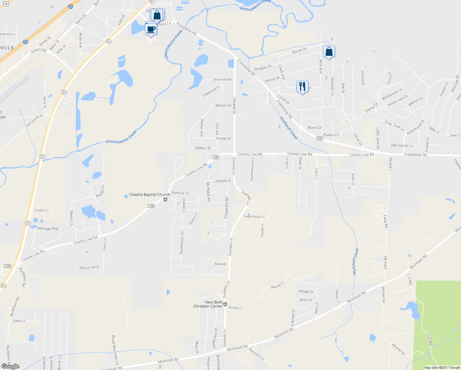 map of restaurants, bars, coffee shops, grocery stores, and more near 2306 Fitzgerald Road in Oxford