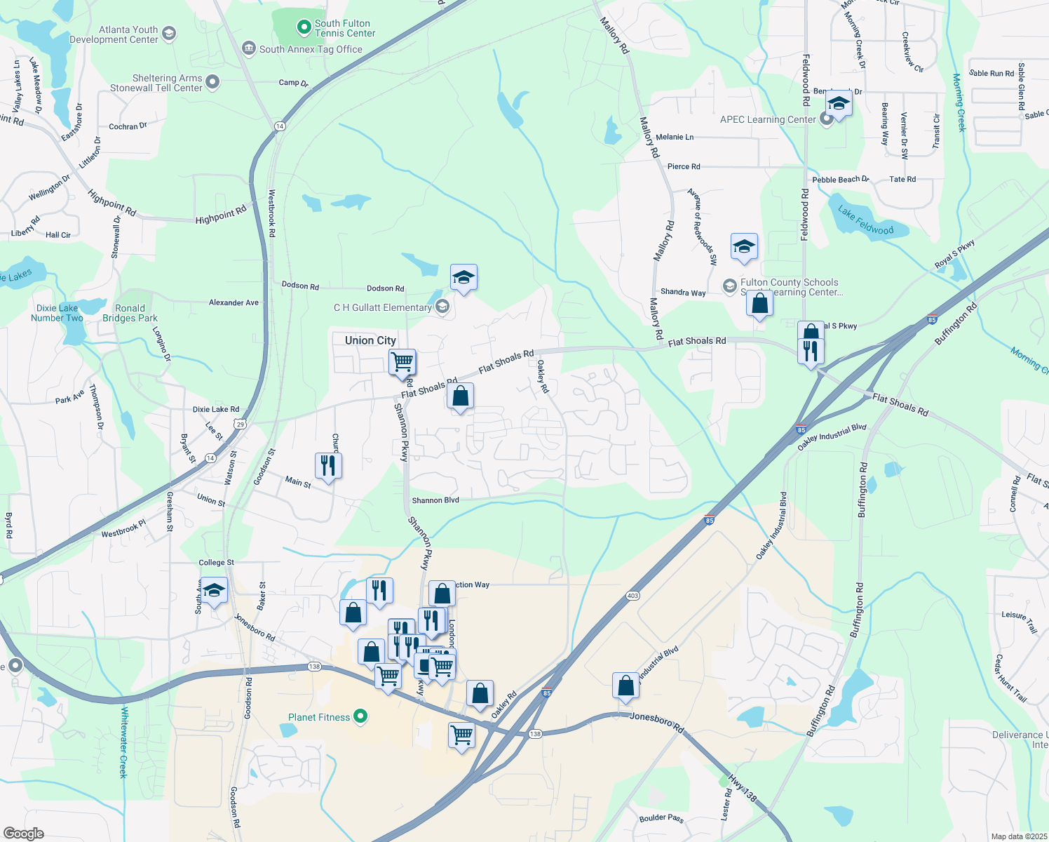 map of restaurants, bars, coffee shops, grocery stores, and more near 7120 Oakley Court in Union City