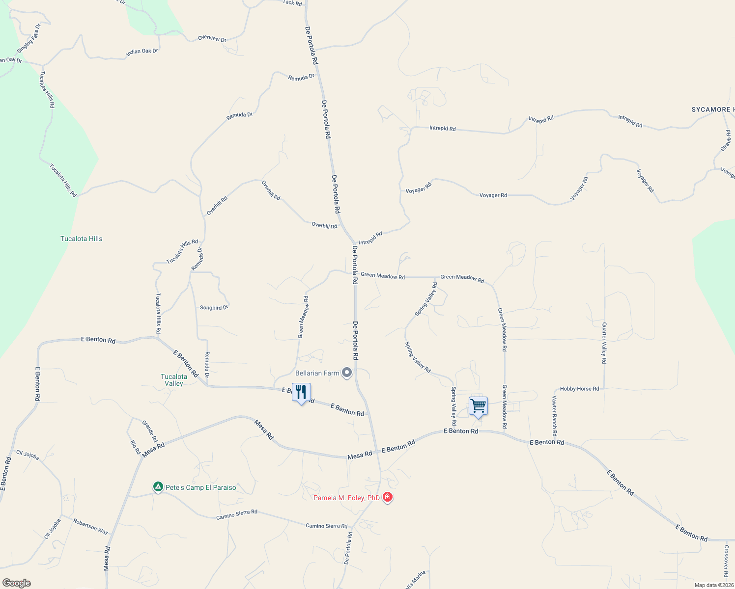 map of restaurants, bars, coffee shops, grocery stores, and more near 37395 Eden Garden Court in Temecula