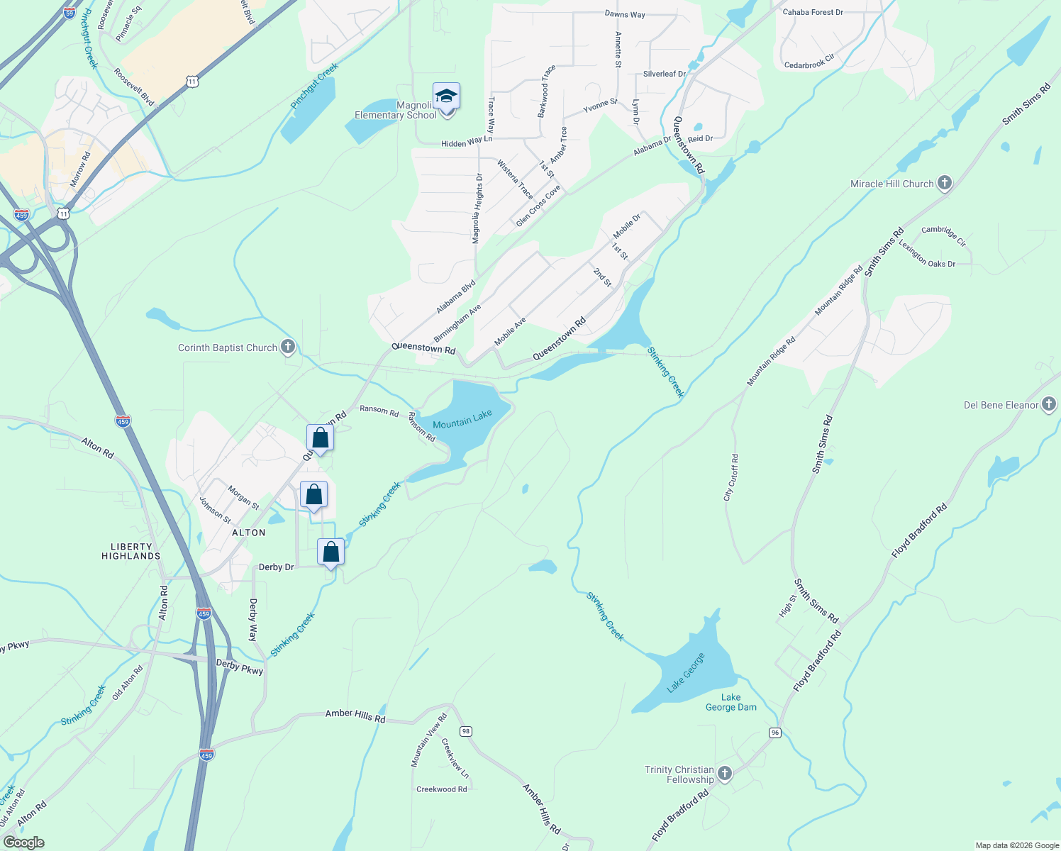 map of restaurants, bars, coffee shops, grocery stores, and more near 6240 Ransom Road in Birmingham