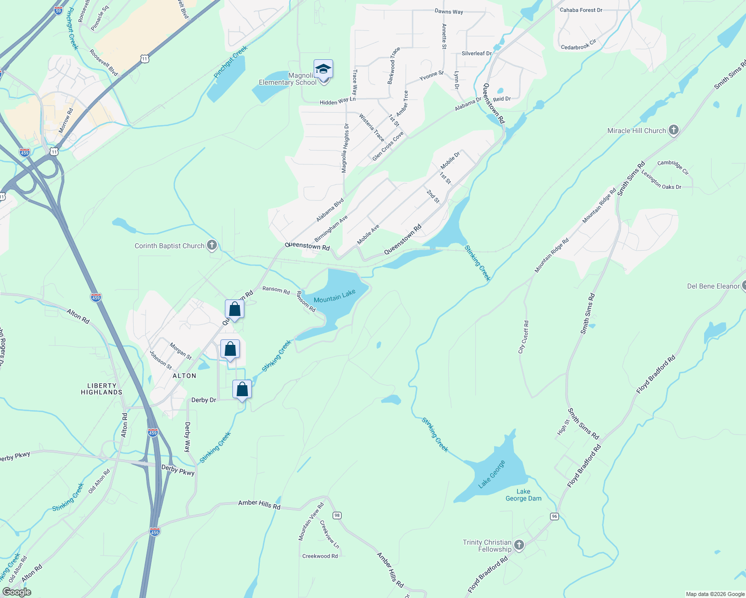 map of restaurants, bars, coffee shops, grocery stores, and more near 6240 Ransom Road in Birmingham