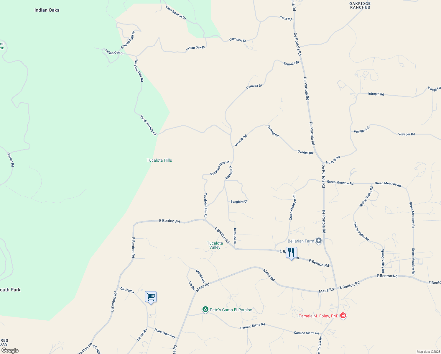 map of restaurants, bars, coffee shops, grocery stores, and more near 37105 Remuda Drive in Temecula