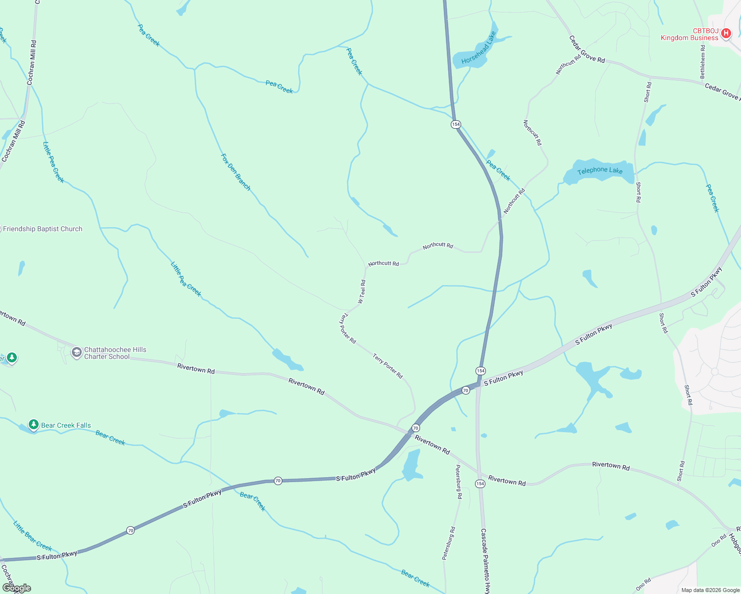 map of restaurants, bars, coffee shops, grocery stores, and more near 6220 Petersburg Road in Fairburn