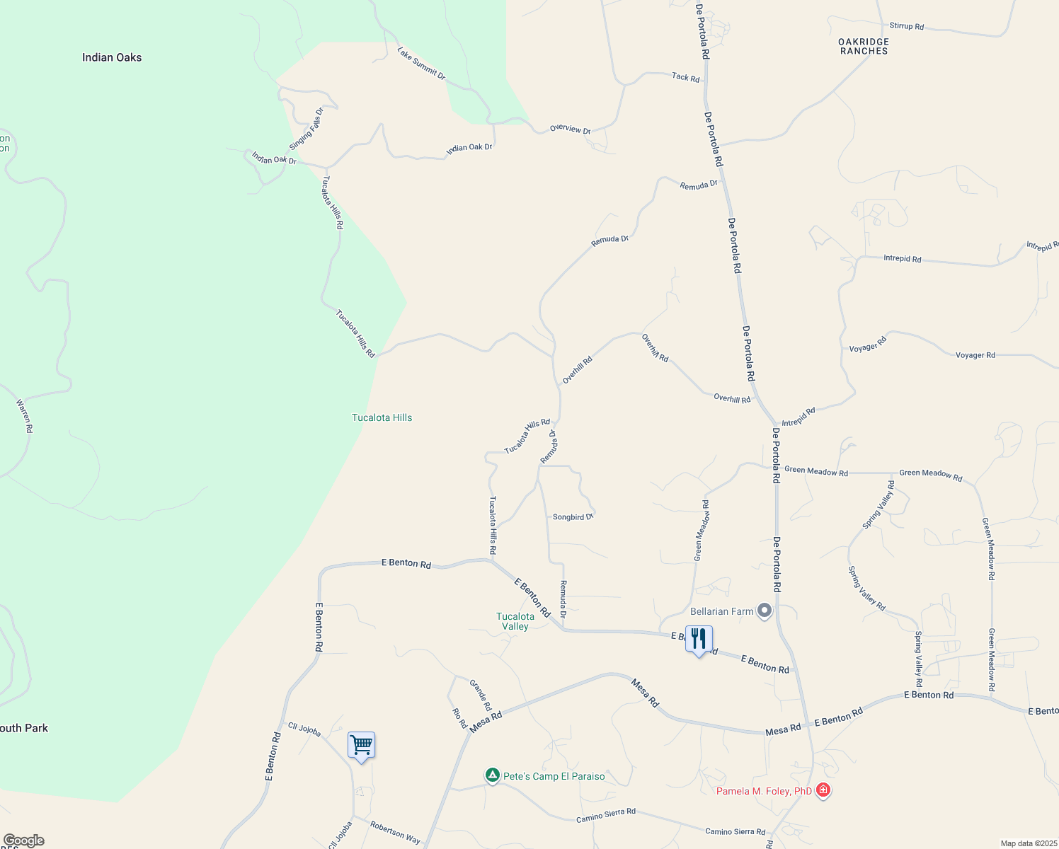 map of restaurants, bars, coffee shops, grocery stores, and more near Remuda Drive in Riverside County