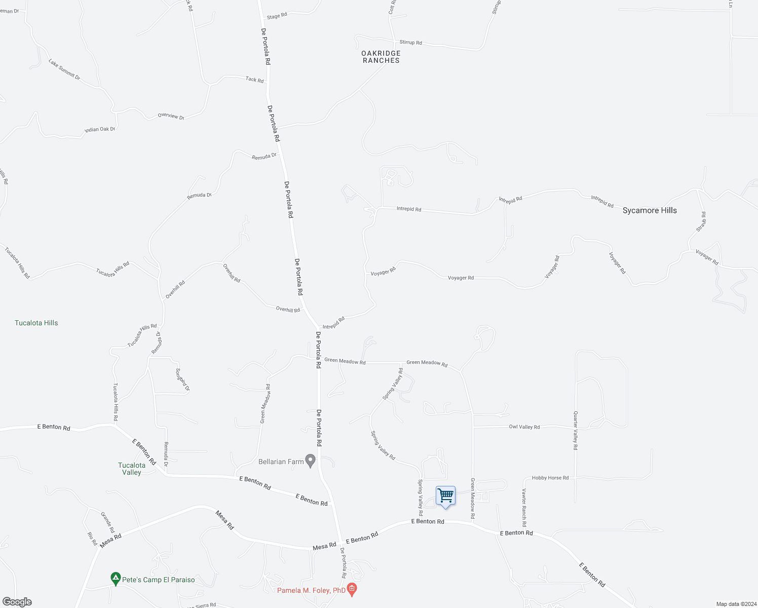 map of restaurants, bars, coffee shops, grocery stores, and more near 39551 Intrepid Road in Temecula