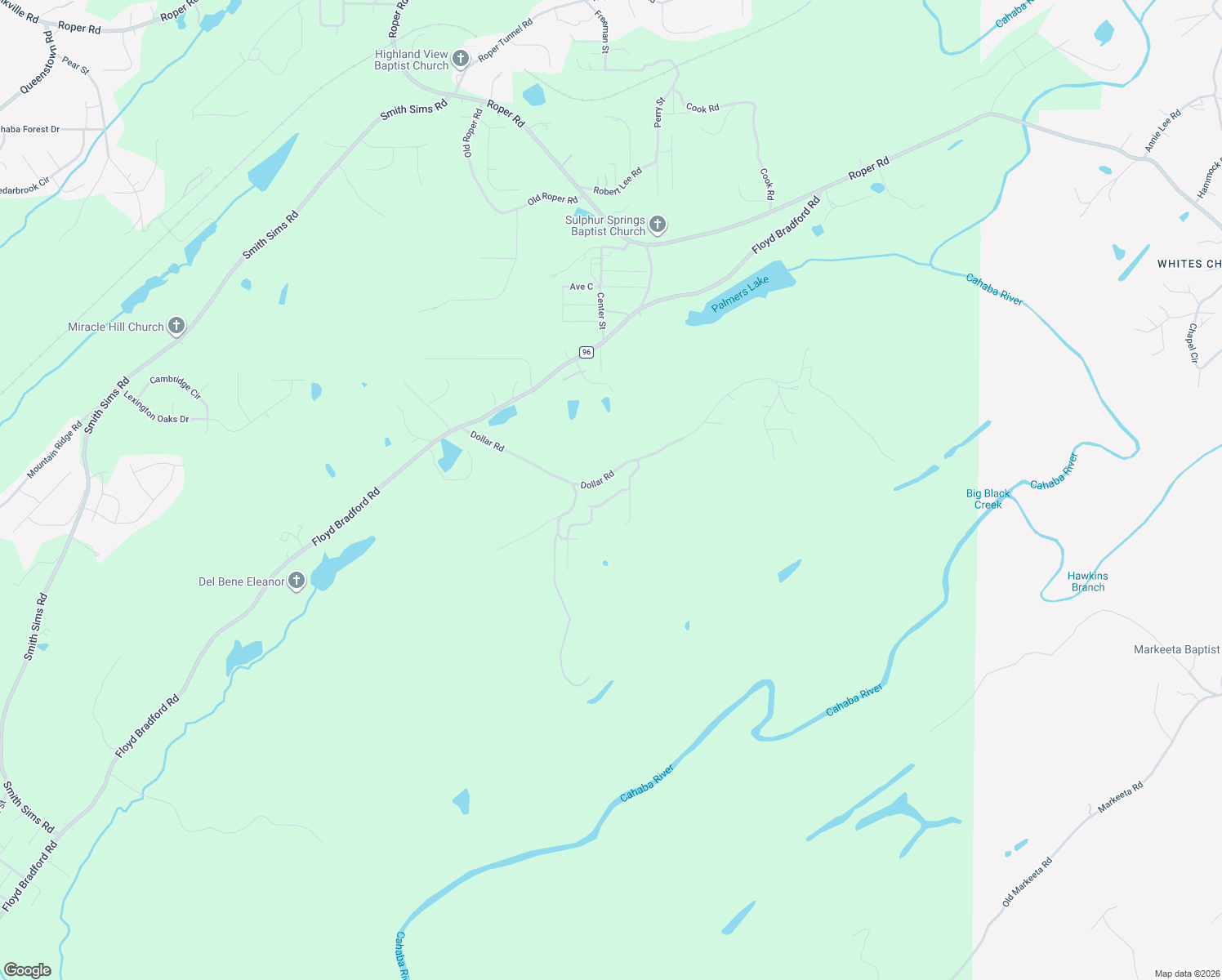 map of restaurants, bars, coffee shops, grocery stores, and more near 6718 Grand Oak Trail in Trussville