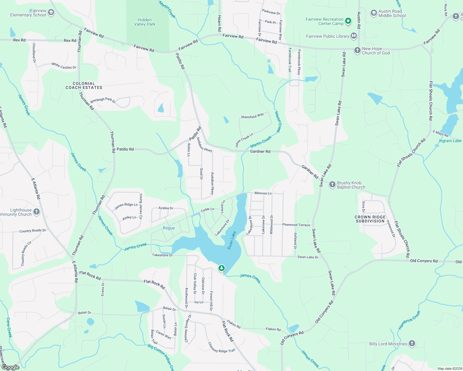 map of restaurants, bars, coffee shops, grocery stores, and more near 104 Hilltop Circle in Stockbridge